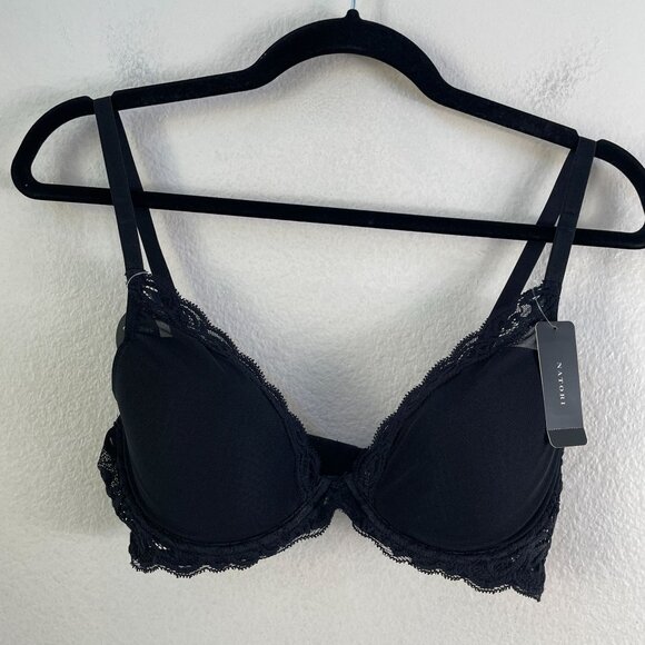 Natori Feathers Underwire Bra 36C Black Lace Nylon Mesh 730023 - Picture 8 of 10